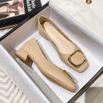 Thick heel single shoes women's 2025 spring new fairy-style shallow mouth medium heel soft leather granny shoes plus size women's shoes 41-43 - Image 3