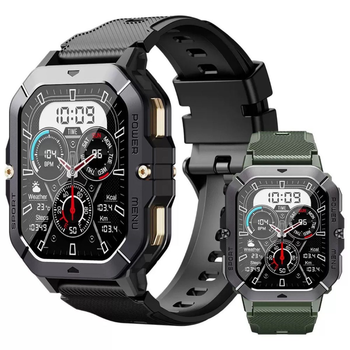 Cross-border bestseller C28 smartwatch, outdoor rugged sports watch, Bluetooth calling, heart rate and blood pressure call reminders - Image 2