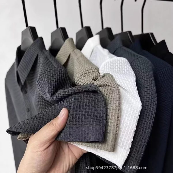 2026 New Ice Silk Short-Sleeve T-Shirt for Men's Summer Turn-down Casual T-Shirt, High-End Leadership Breathable Ice-Feeling Short Sleeve
