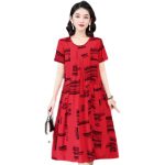 Middle-aged and elderly moms' cotton silk dresses, summer thin plus-size nightdresses, rayon loose mid-length pajamas - Image 5