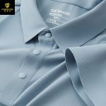 Cross-border supply for foreign trade seamless brocade ammonia ice silk men's polo shirt short sleeve thin air conditioning shirt lapel polo shirt men - Image 4