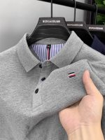 Cross-border exclusively for the 2026 summer embroidered men's T-shirt short-sleeved polo shirt high-end heavy top for young men and middle-aged people - Image 2