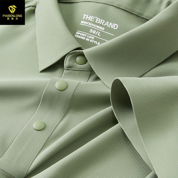 Cross-border supply for foreign trade seamless brocade ammonia ice silk men's polo shirt short sleeve thin air conditioning shirt lapel polo shirt men