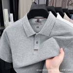 High-quality collared middle-aged and youth clothing, foreign trade trendy brand embroidery, 70% cotton, no-iron-free polo shirt, men's short-sleeve top