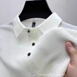 2026 New Ice Silk Short-Sleeve T-Shirt for Men's Summer Turn-down Casual T-Shirt, High-End Leadership Breathable Ice-Feeling Short Sleeve - Image 3