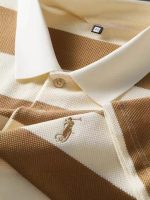 Factory direct sales 2026 new summer striped short sleeve casual trendy men's lapel embroidered T-shirt is fashionable and versatile - Image 5
