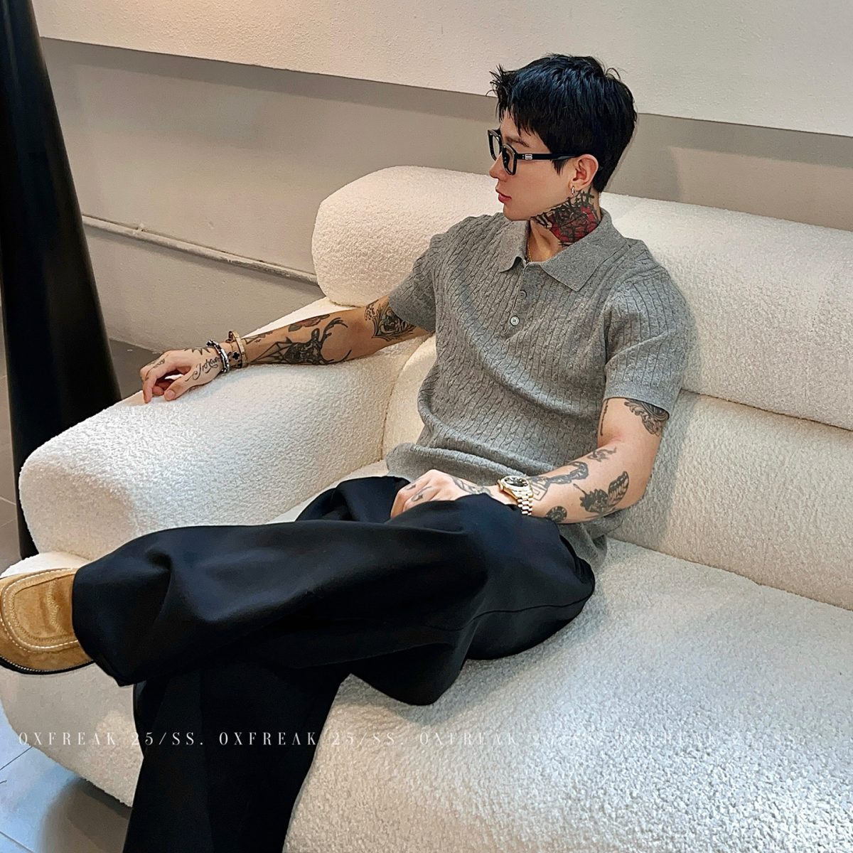 POLO shirt knitted shirt short sleeve men's lapel half zipper striped old money wind ice silk T-shirt summer cross-border factory wholesale - Image 4