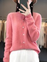 100% pure wool wheat ear cardigan for women, new autumn/winter loose outerwear knit top, lazy top - Image 5