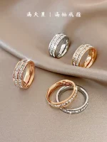 Baby's breath ring female niche design couple pair ring plain ring titanium steel ring women's light luxury high-end tail ring ring - Image 2