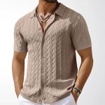Foreign trade men's clothing European and American summer casual knitted shirts men's jacquard short-sleeved cardigans business polo shirts SY0084 - Image 3