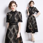 6947 ladies lace dress women's summer crochet embroidery design sense of daughter temperament skirt - Image 3