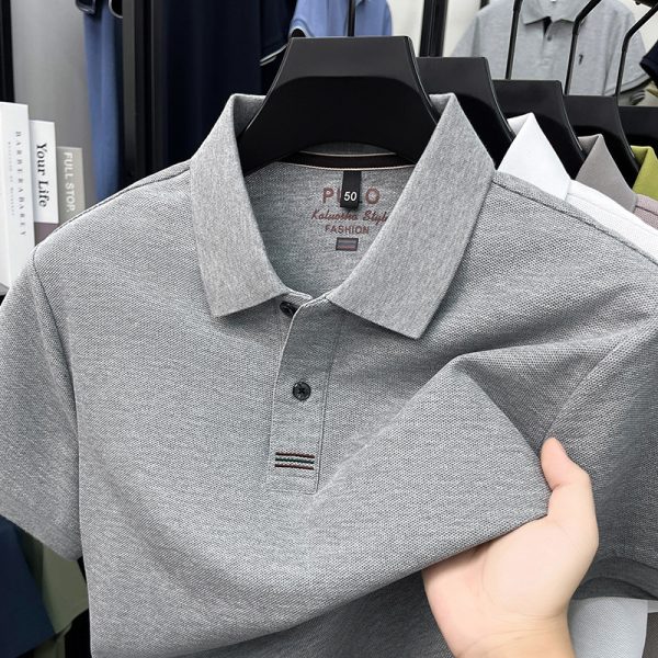 100% pearl pure cotton polo shirt for men, summer new lapel business casual wrinkle-free short-sleeve top for cross-border export