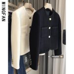 Tweed black suit small fragrant jacket women's autumn and winter new temperament high-end top women