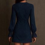 2025 European and American Clothing Amazon Independent Station Zipper Lace Stitching V-Neck Long Sleeve Loose Embroidery Dress - Image 3