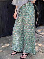 Summer cotton silk pants for outerwear, home pajama pants, nine-point vintage wide-leg straight-leg loose, cool long pants for women - Image 3