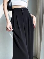 Ice silk wide-leg pants for women, summer thin 2025 new drape high-waisted straight-leg suit pants, professional formal wear for petite women