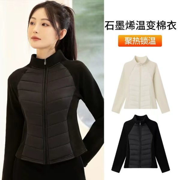 Light cotton clothes women's autumn and winter liner yoga stand-up collar autumn edition slim fashion slimming warm splicing thick coat women