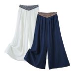 One dropshipping 2025 summer high-waisted loose pants for women, casual summer crackled Chinese-style pants, embroidered wide-leg pants for women - Image 3