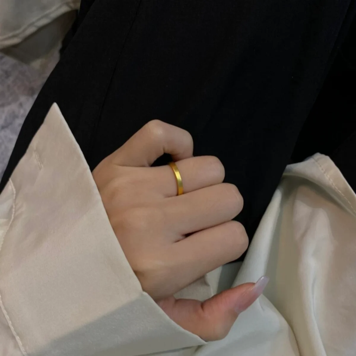 Gold ring, titanium steel, pigment ring ring, prosperity partial wealth ring, imitation gold ring, couple ring, index finger ring - Image 2