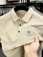 Mulberry silk short-sleeve T-shirt for men, with a turn-down collar, summer high-end men's loose, sweat-absorbing, breathable, trendy quick-dry poIo shirt - Image 2
