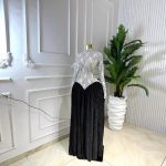 European and American cross-border women's clothing 2025 winter new long-sleeved stand-up collar slim fitted patchwork pleated long temperament dress - Image 2