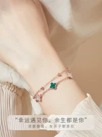 Sterling silver four-leaf clover bracelet girls' light luxury niche exquisite 2026 new birthday Valentine's Day gift - Image 2