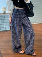 Xishi Supply 2026 Spring/Summer Bubble Cotton Plaid Pants with Slight Wrinkle Textured Loose Sickle Pants Casual Pants for Women
