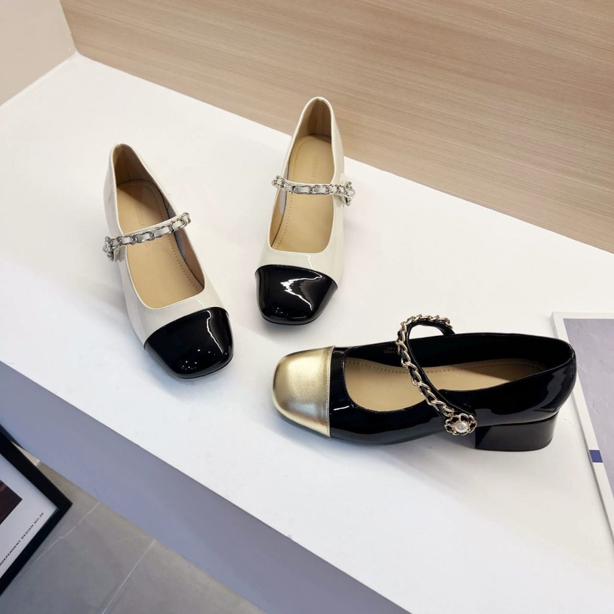 Pearl Shoes Mary Jane Shoes Women's 2024 New Pre-Spring Small Fragrance Retro Thick Heel Medium Heel Small Leather Shoes Autumn - Image 3