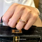Aspartame three-ring entwined rhinestone ring for women, niche design with a light luxury and sophisticated feel, versatile for everyday wear - Image 2