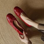 X In Stock Sheepskin Edition ~ 2025 Spring New French Bow Gentle Style Ballet One-Foot Women's Singles Shoes - Image 2