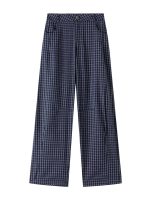 Xishi Supply 2026 Spring/Summer Bubble Cotton Plaid Pants with Slight Wrinkle Textured Loose Sickle Pants Casual Pants for Women - Image 2