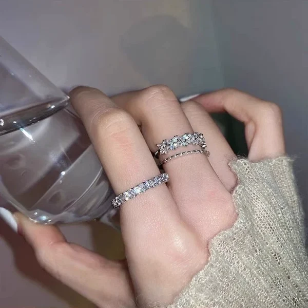 Exquisite Faux Diamond Rings for Women, Niche Design Rings, Light Luxury High-End Stackable Index Finger Rings, 2026 New Hot Item