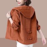 Corduroy women's short coat, Korean version loose, 2023 fall/winter plus-size slimming jacket, casual sweatshirt women - Image 2