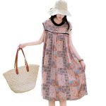New summer high-end cotton silk dress, women's mid-length fashion, foreign wear, rayon floral cotton skirt - Image 5
