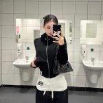 American vintage spicy girl stand-collar cropped jacket top, autumn/winter slimming versatile zipper studded top - Image 4