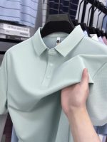 Cross-border foreign trade, high-end men's ice silk polo shirt, short sleeves, summer seamless collar, quick-drying t-shirt, men's clothes wholesale - Image 3