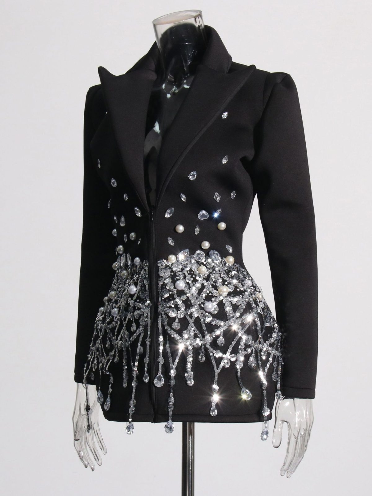 European and American celebrity suit dress 2026 summer new socialite heavy industry rhinestone embellished design dress - Image 3