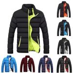 Foreign trade cross-border new men's stand-up collar cotton clothes men's Korean version of youth casual simple zipper color-blocking cotton clothes wholesale