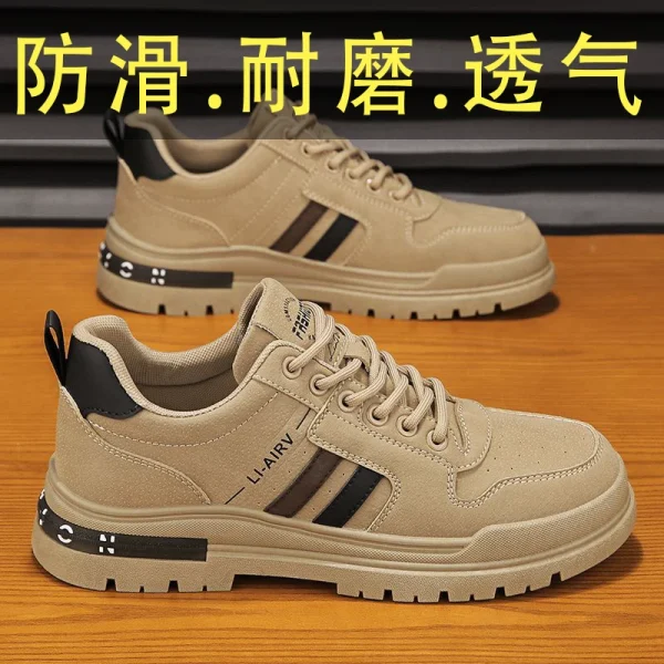Labor protection board shoes, shoes, men's shoes, spring and autumn construction site casual shoes, work anti-slip workwear, 2025 new wear-resistant black