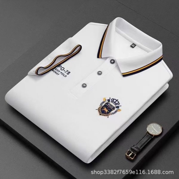 New summer men's short-sleeve T-shirt, middle-aged and young men's polo shirt, lapel stud loose top, export business, cross-border business