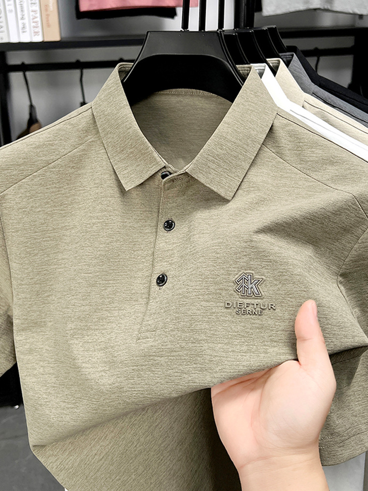 O1CN01yk7Wiz1dPw3hPJIc1_2215540723729-0-cib.jpg Mulberry silk short-sleeve T-shirt for men, with a turn-down collar, summer high-end men's loose, sweat-absorbing, breathable, trendy quick-dry poIo shirt - Image 1
