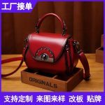 Women's small round bag internet celebrity crossbody phone bag, mature and elegant handbag, cross-border dropshipping genuine leather