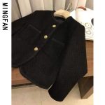 Tweed black suit small fragrant jacket women's autumn and winter new temperament high-end top women - Image 3